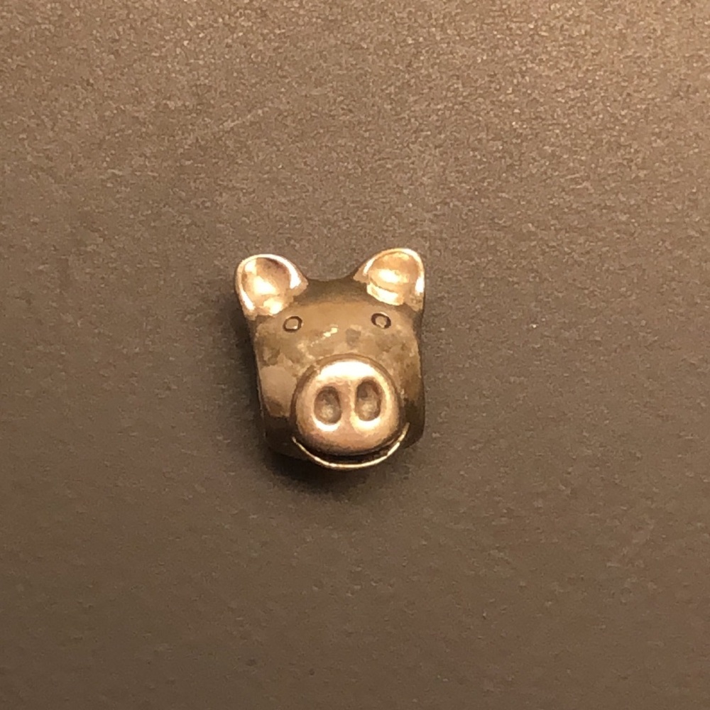 Pandora Retired Pig Head Boar Piggie Piglet hog Charm Sterling Silver ALE 925